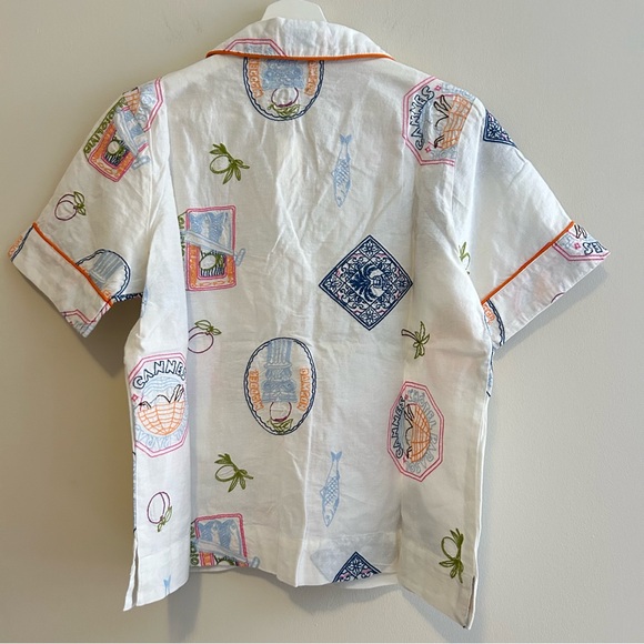 Damson Madder Chlo Linen Blend Short Sleeve Button Down Shirt 8 Anthropologie - Picture 12 of 15